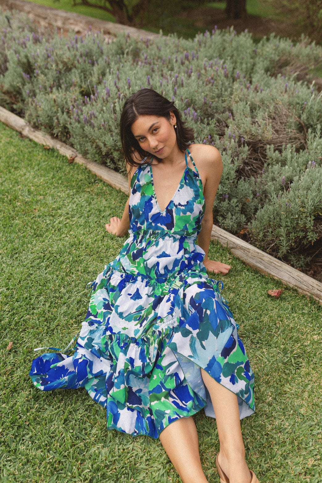 Express blue floral 2025 maxi dress