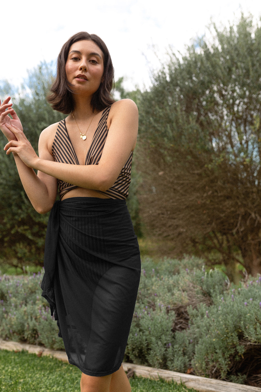 Black sarong outlet dress