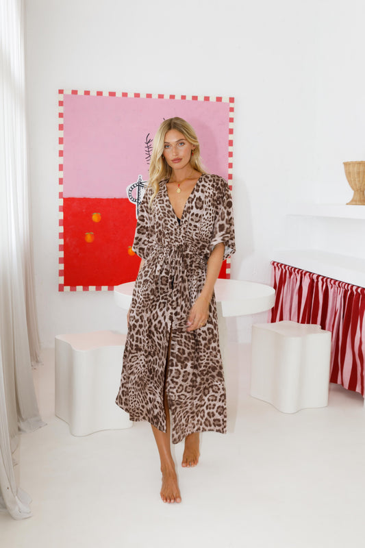 Cecile Kaftan Dress - Leopard