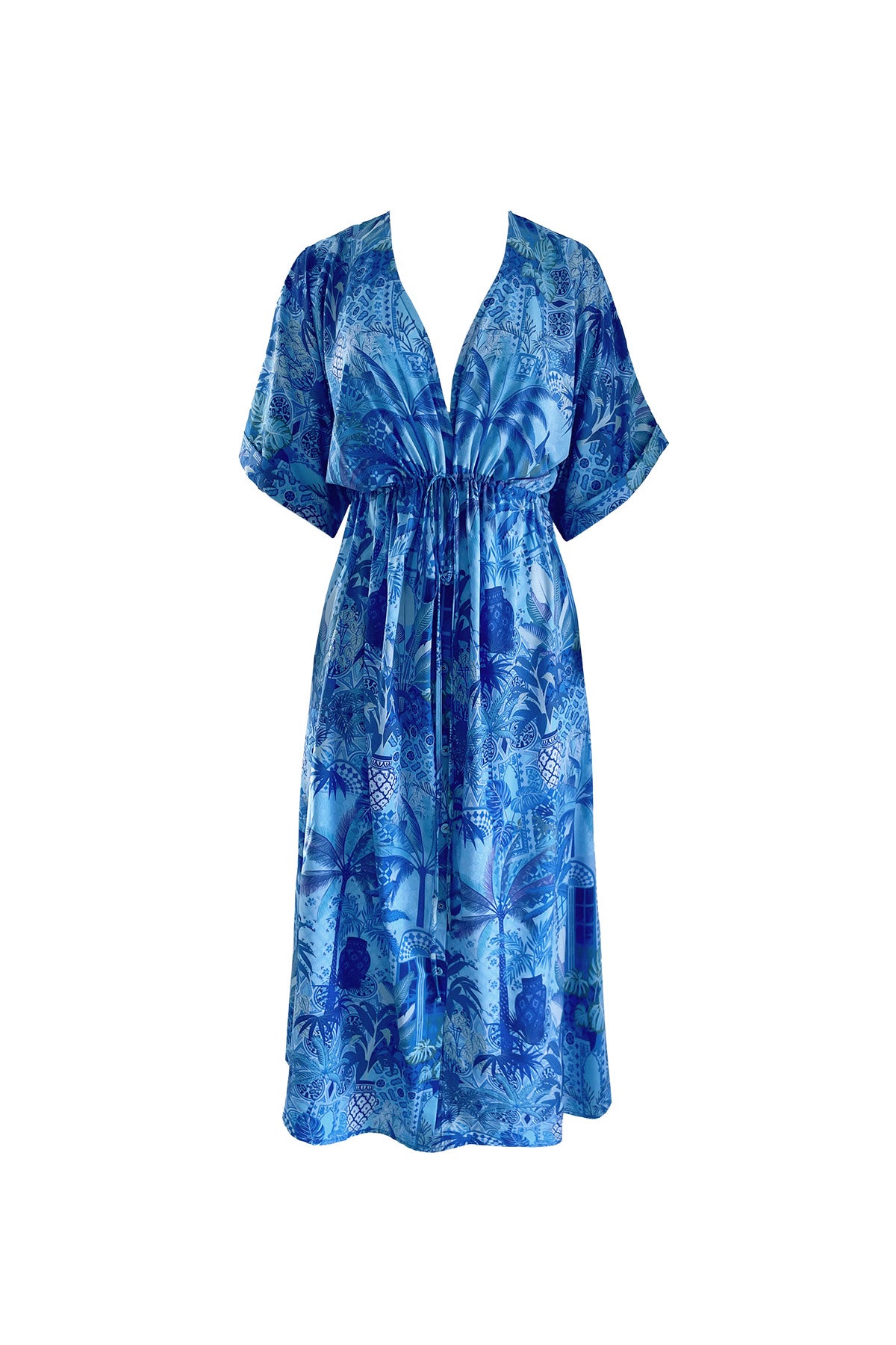 Cecile Kaftan Dress in Capri | Blue Beach Dress | Women's Midi Dress ...