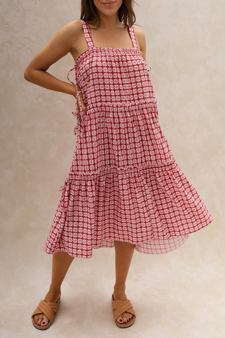 Viviana Multiway Dress Brigitte | Gingham Pink Summer Dress